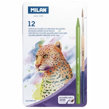 Акварельные цветные карандаши Milan 12 Предметы Разноцветный