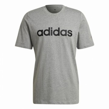 Vīriešu Krekls ar Īsām Piedurknēm Adidas Embroidered Linear Logo Pelēks