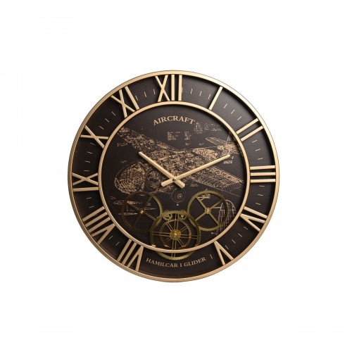 Настенное часы DKD Home Decor Самолет Стеклянный Позолоченный Железо Темно-коричневый (52 x 5 x 52 cm) image 1