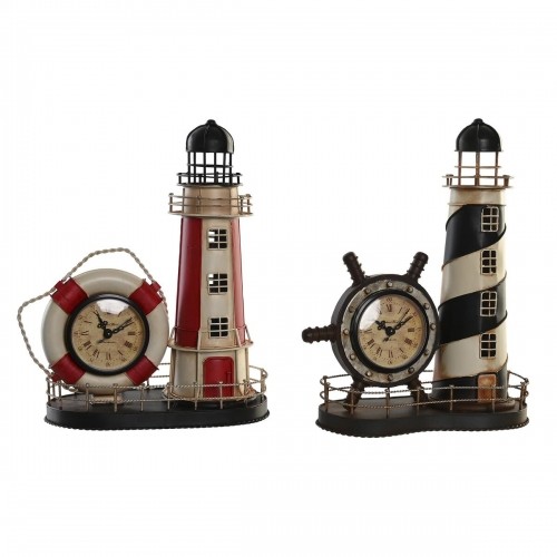 Настольные часы DKD Home Decor Sarkans Melns Metāls Vintage Galvas lukturis (25.5 x 14 x 32.5 cm) (2 gb.) image 1