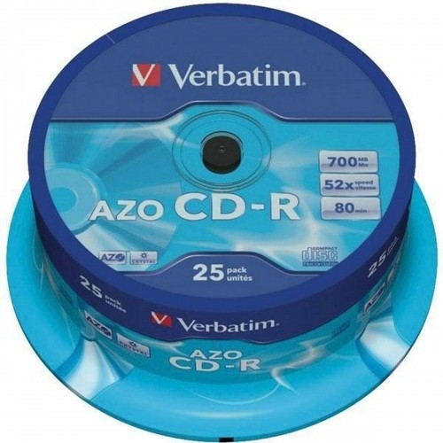 CD-R Verbatim AZO Crystal 25 штук 700 MB 52x image 1