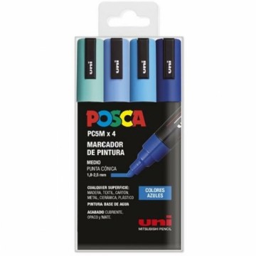 Набор маркеров POSCA PC-5M Синий 4 Предметы