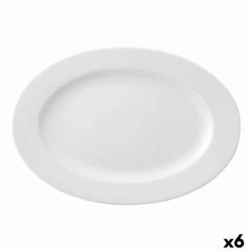 Плоская тарелка Ariane Prime Ovāls Keramika Balts (32 x 25 cm) (6 gb.)