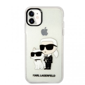 Karl Lagerfeld IML Glitter Karl and Choupette NFT Case for iPhone 11 Transparent