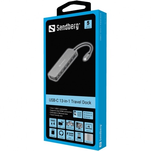 Sandberg 136-45 USB-C 13-in-1 Travel Dock image 3