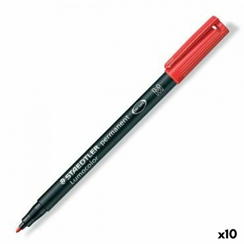 Постоянный маркер Staedtler Lumocolor 317-2 M Красный (10 штук) image 1
