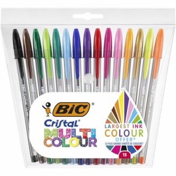 Lodīšu Pildspalvu Komplekts Bic Cristal Multicolor 15 Daudzums 0,42 mm