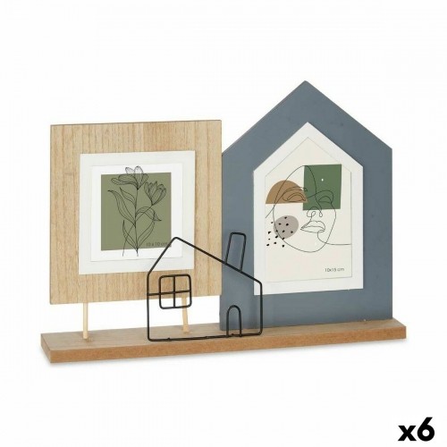 Gift Decor Фото рамка 2 фото дом Чёрный Коричневый Деревянный MDF (36 x 26 x 6 cm) (6 штук) image 1