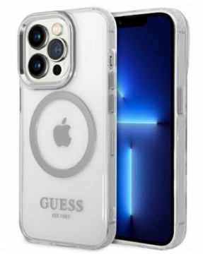 Guess  
       Apple  
       iPhone 14 Pro Max 6.7 hard case Metal Outline Magsafe 
     Silver
