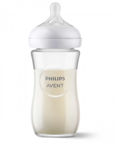 Philips Avent Natural Response stikla zīdaiņu pudelīte 240 ml, lēnas plūsmas knupītis 1m+ - SCY933/01 image 2