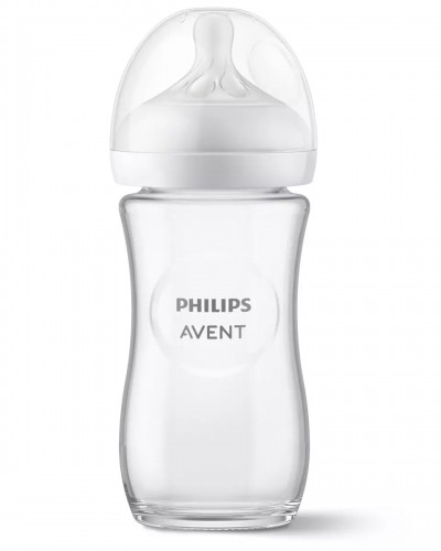 Philips Avent Natural Response stikla zīdaiņu pudelīte 240 ml, lēnas plūsmas knupītis 1m+ - SCY933/01 image 3