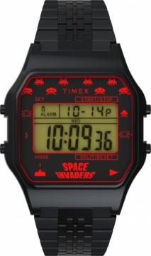 Timex T80 x SPACE INVADERS 34mm Nerūsējošā tērauda rokassprādzes pulkstenis TW2V30200