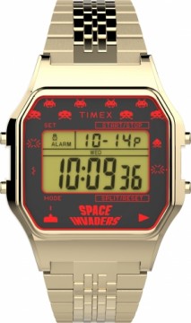 Timex T80 x SPACE INVADERS 34mm Nerūsējošā tērauda rokassprādzes pulkstenis TW2V30100