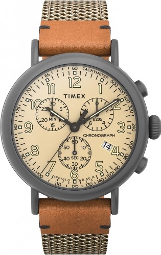 Timex Standard Chronograph 41mm Pulkstenis no auduma un ādas siksniņas TW2U89400 image 1