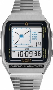 Q Timex Reissue Digital LCA 32.5mm Nerūsējošā tērauda rokassprādzes pulkstenis TW2U72400