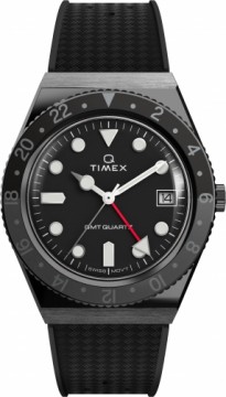 Q Timex GMT 38mm Sintētiskās gumijas siksnas pulkstenis TW2V38200