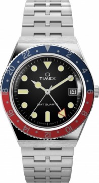 Q Timex GMT 38mm Nerūsējošā tērauda rokassprādzes pulkstenis TW2V38000