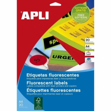 Līmes/Etiķetes Apli Dzeltens 38,1 x 21,2 mm 20 Loksnes