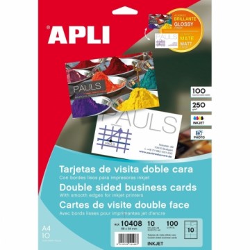 Business cards Apli 10408 Balts 10 Loksnes Abpusējs 210 x 297 mm