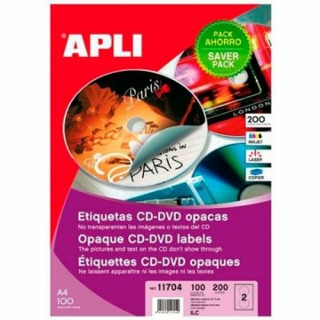 Клеи / Этикетки Apli CD/DVD Ø 117 mm Белый 100 Листья