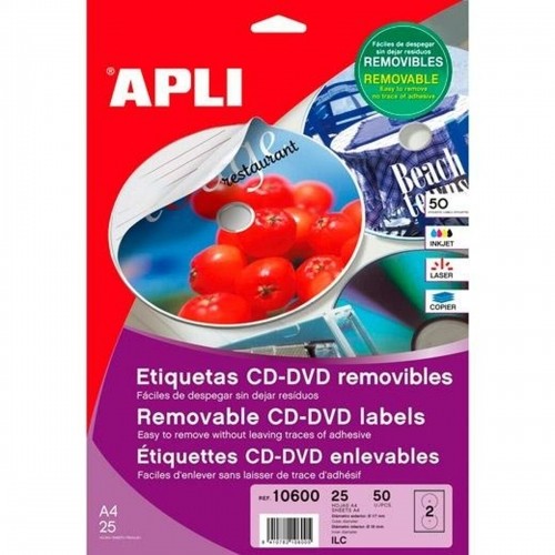 Клеи / Этикетки Apli Ø 114 mm матовый CD/DVD Белый 25 Листья image 1