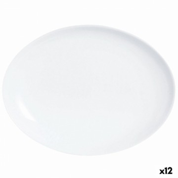 Pasniegšanas Plate Luminarc Diwali Ovāls Balts Stikls (33 x 25 cm) (12 gb.)