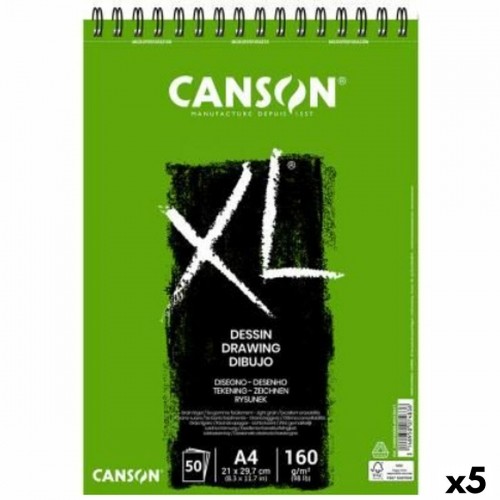 Drawing pad Canson XL Drawing Balts A4 50 Loksnes 160 g/m2 5 gb. image 1