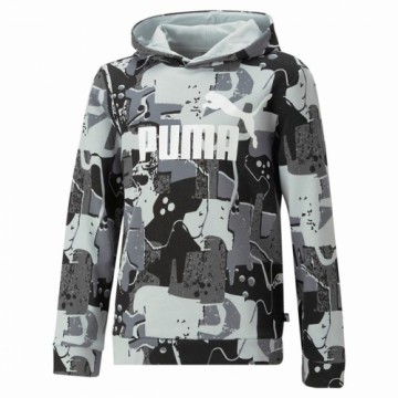 Bērnu Sporta Krekls ar Kapuci Puma Essentials+ Street Art Melns Pelēks