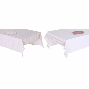 Скатерть и салфетки DKD Home Decor Розовый Белый (150 x 150 x 0,5 cm) (2 штук)