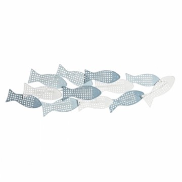 Настенный декор DKD Home Decor Синий Металл Белый Средиземноморье Рыбы (100 x 5 x 30 cm)