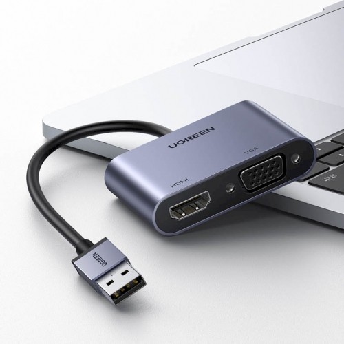 Ugreen USB converter adapter - HDMI 1.3 (1920 x 1080 @ 60Hz) + VGA 1.2 (1920 x 1080 @ 60Hz) gray (CM449) image 2
