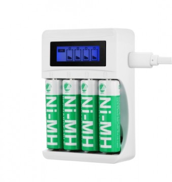 DELTACO Ultimate Ni-Mh USB įkroviklis su 4 x AA baterijomis