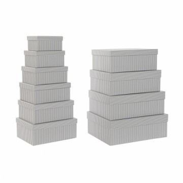 Saliekamo Organizējošo Kastu Komplekts DKD Home Decor Pelēks Balts Kvadrāta Kartons (43,5 x 33,5 x 15,5 cm)