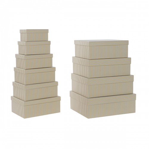 Saliekamo Organizējošo Kastu Komplekts DKD Home Decor Balts Kvadrāta Kartons Sinepes (43,5 x 33,5 x 15,5 cm) image 1