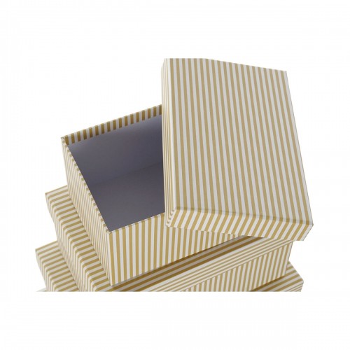 Saliekamo Organizējošo Kastu Komplekts DKD Home Decor Balts Kvadrāta Kartons Sinepes (43,5 x 33,5 x 15,5 cm) image 2