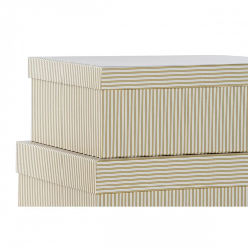Saliekamo Organizējošo Kastu Komplekts DKD Home Decor Balts Kvadrāta Kartons Sinepes (43,5 x 33,5 x 15,5 cm) image 3