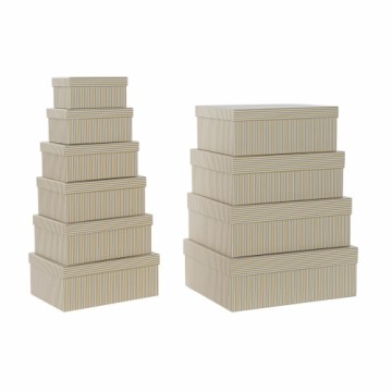 Saliekamo Organizējošo Kastu Komplekts DKD Home Decor Balts Kvadrāta Kartons Sinepes (43,5 x 33,5 x 15,5 cm)