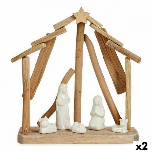 Krist+ Рождественский вертеп Керамика Деревянный Коричневый Белый 2 штук image 1