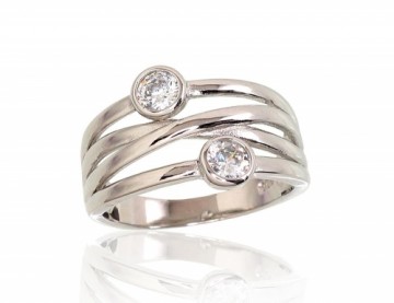 Серебряное кольцо #2101635(PRh-Gr)_CZ, Серебро 925°, родий (покрытие), Цирконы, Размер: 18, 3.5 гр.
