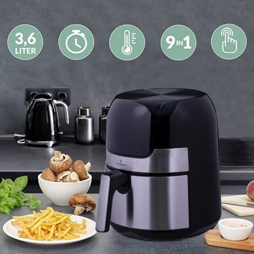 Just Perfecto JL-23: 1400W - LED Touch Screen Hot Air Fryer With Grill Plate S/S - 3.5L image 2