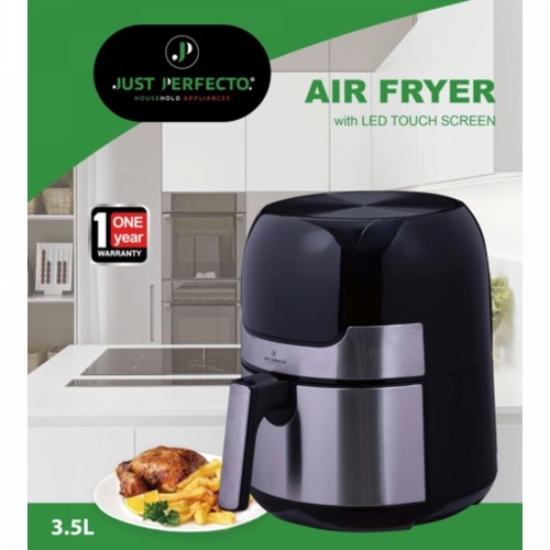 Just Perfecto JL-23: 1400W - LED Touch Screen Hot Air Fryer With Grill Plate S/S - 3.5L image 3