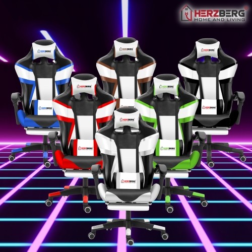 Herzberg Home & Living Herzberg HG-8082: Tri-color Gaming and Office Chair with T-shape Accent Black image 3