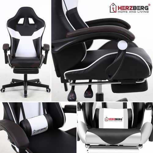 Herzberg Home & Living Herzberg HG-8082: Tri-color Gaming and Office Chair with T-shape Accent Black image 5