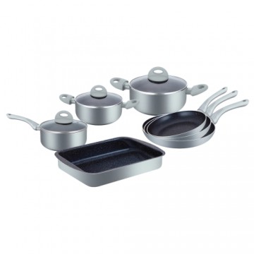 Herzberg Cooking Herzberg 10 Pieces Marble Coated Cookware Set - Silver