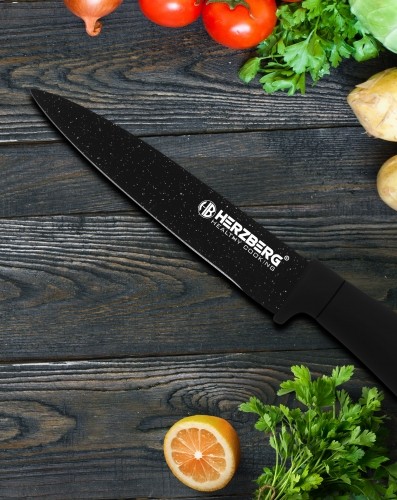 Herzberg Cooking Herzberg 8 Pieces Knife Set with Acrylic Stand - Black Marble image 5