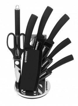 Herzberg Cooking Herzberg 8 Pieces Knife Set with Acrylic Stand-Black