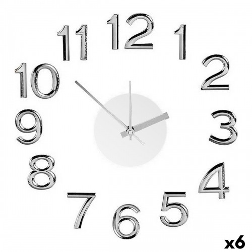 Gift Decor Sienas pulkstenis Sudrabains Balts Uzlīme ABS Gumija Eva (Ø 35 cm) (6 gb.) image 1
