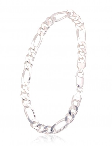 Серебряная цепочка Фигаро 7 мм, алмазная обработка граней #2400142-bracelet, Серебро 925°, длина: 22 см, 15.3 гр. image 1