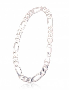 Sudraba ķēdīte Figaro 7 mm, dimantu apstrādājums #2400142-bracelet, Sudrabs 925°, garums: 22 cm, 15.3 gr.