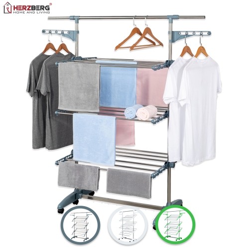 MSY Herzberg 3-Tier Clothes Laundry Drying Rack Gray image 2